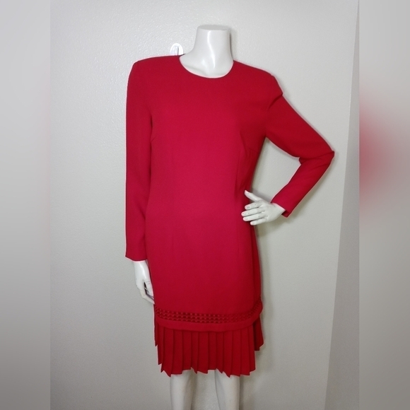 MAGGY LONDON VINTAGE HOLIDAY MIDI RED DRESS BY KENNETH NOLAN - Picture 1 of 6